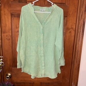 White Birch Green Button Down Shirt